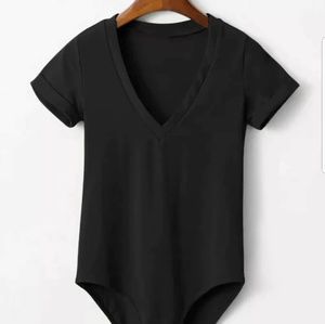 Black Vneck Bodysuit